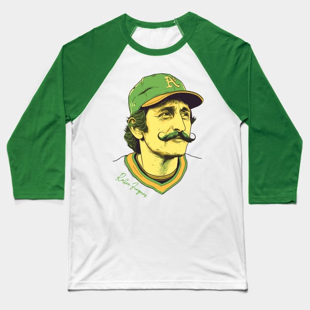 Rollie Fingers Fan Illustration Baseball T-Shirt by DankFutura